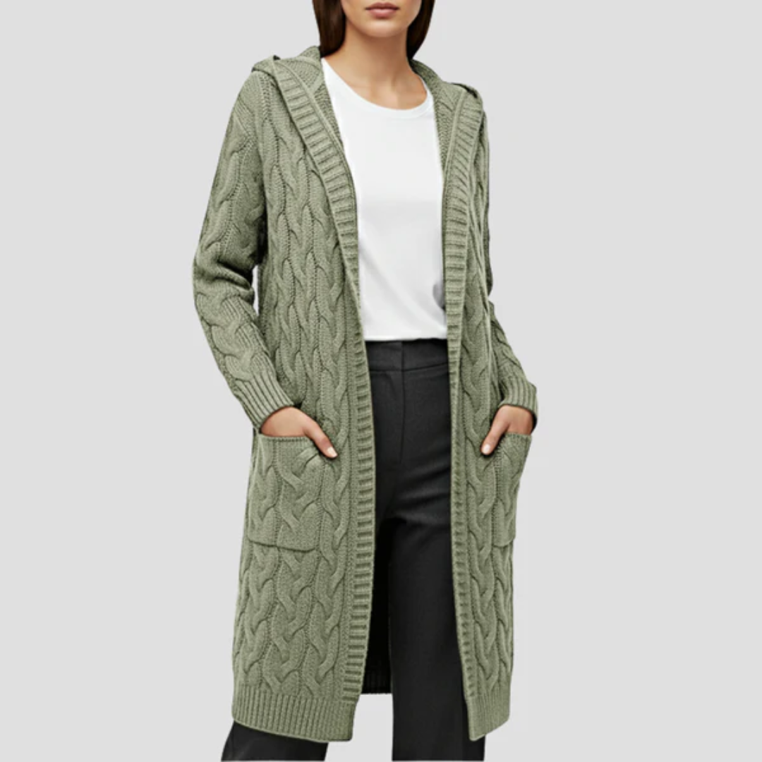Long Cable Knit Cardigan